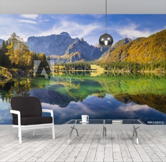 Picture of Hi-res panorama of mountain lake in the Alps